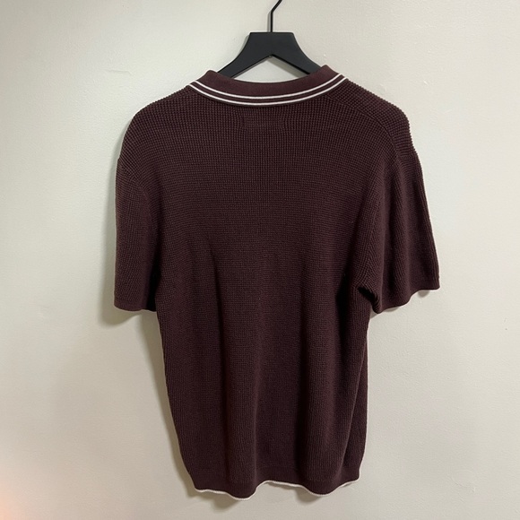Standard Cloth (Urban Outfitters) Brown Waffle Stitch Polo Button Up sz M - Picture 3 of 14